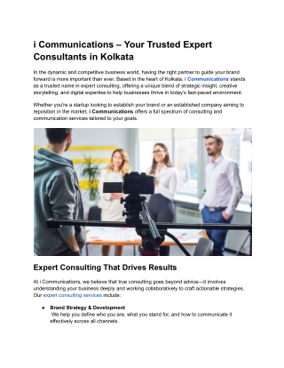 i Communications – Your Trusted Expert Consultants in Kolkata