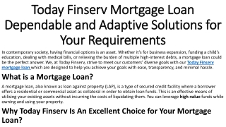 Today Finserv Mortgage Loan Apply Online in Minutes