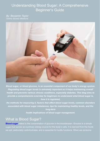 A Comprehensive beginner's guide to understand blood sugar