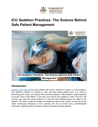 icu sedation practices the science behind safe