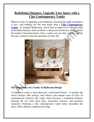 Redefining Elegance:  Upgrade Your Space with a Chic Contemporary Vanity