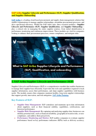SAP Ariba Supplier Lifecycle and Performance