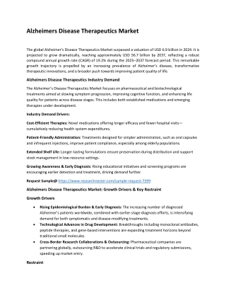 Alzheimers Disease Therapeutics Market