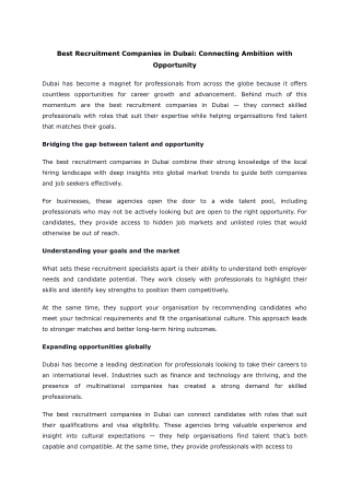 Best Recruitment Companies in Dubai_ Connecting Ambition with Opportunity