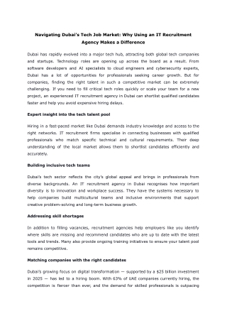Navigating Dubai’s Tech Job Market_ Why Using an IT Recruitment Agency Makes a Difference