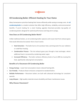 Oil Condensing Boiler - High Efficiency & Savings | Viessmann