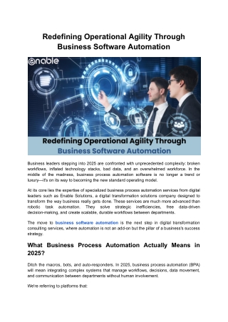 Redefining Operational Agility Through Business Software Automation