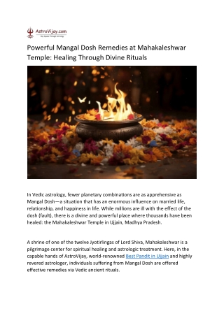 Powerful Mangal Dosh Remedies at Mahakaleshwar Temple