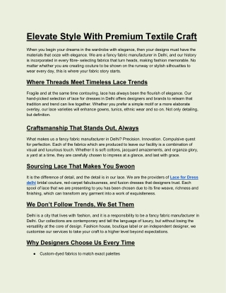 Elevate Style With Premium Textile Craft