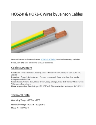 HO5Z k,HO7Z k Jainson Cables