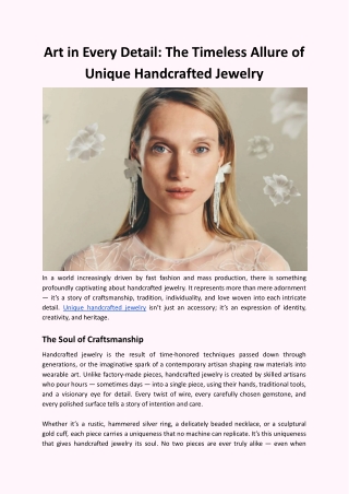 Art in Every Detail: The Timeless Allure of Unique Handcrafted Jewelry
