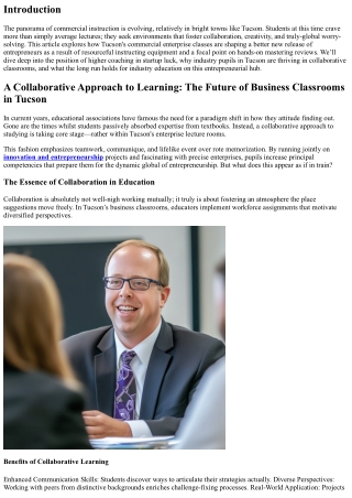 A Collaborative Approach to Learning: The Future of Business Classrooms in Tucso