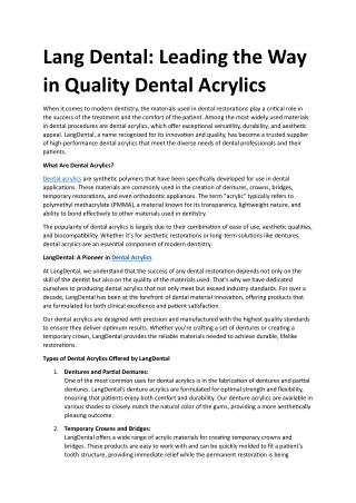 DENTAL ACRYLICS