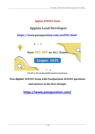 Appian Lead Developer ACD301 PDF Questions and Answers