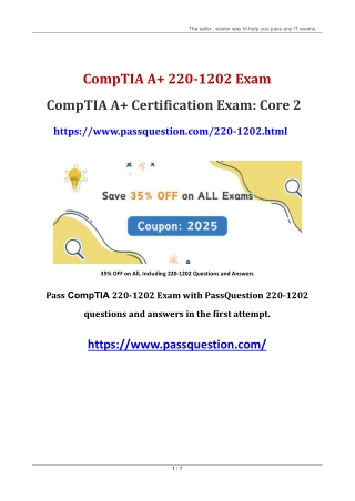 CompTIA A  220-1202 PDF Questions and Answers