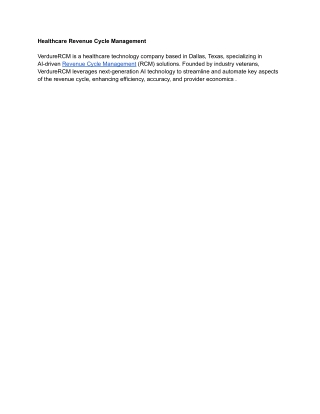 Healthcare Revenue Cycle Management
