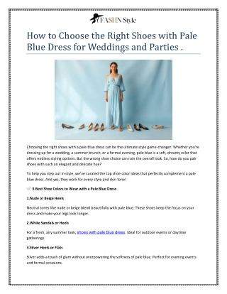 How to Choose the Right Shoes with Pale Blue Dress for Weddings and Parties (1)