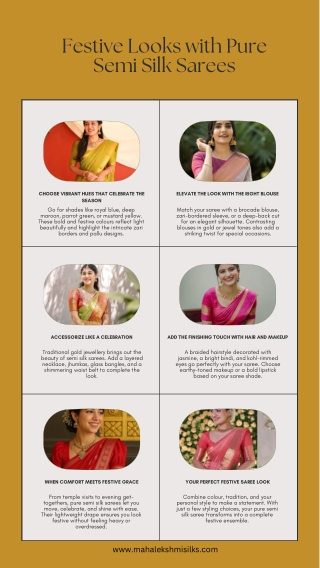 Festive Looks with Pure Semi Silk Sarees
