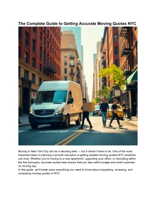 The Complete Guide to Getting Accurate Moving Quotes NYC