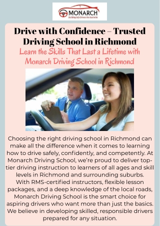 Professional Driving School in Richmond – Monarch Driving
