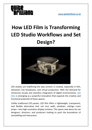 How LED Film is Transforming LED Studio Workflows and Set Design?