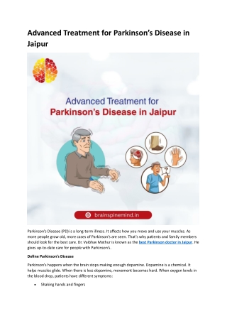 Advanced Treatment for Parkinson’s Disease in Jaipur