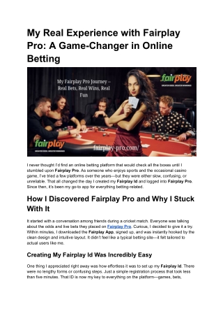 My Real Experience with Fairplay Pro: A Game-Changer in Online Betting