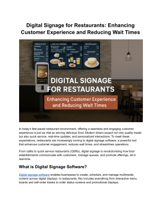 Digital Signage for Restaurants_ Enhancing Customer Experience and Reducing Wait Times
