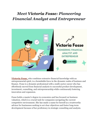 Meet Victoria Fosse_ Pioneering Financial Analyst and Entrepreneur