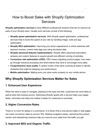 How to Boost Sales with Shopify Optimization Services