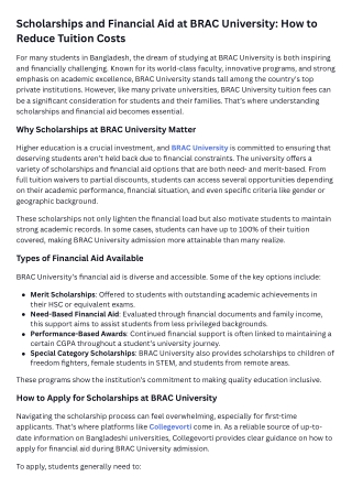 Scholarships and Financial Aid at BRAC University How to Reduce Tuition Costs