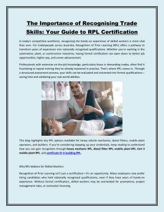 the importance of recognising trade skills your