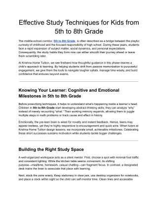 Effective Study Techniques for Kids from 5th to 8th Grade