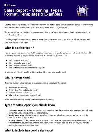 Sales Report – Meaning, Types, Format, Templates & Examples