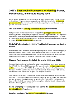 2025’s Best Mobile Processors for Gaming_ Power, Performance, and Future-Ready Tech