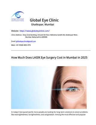 How Much Does LASIK Eye Surgery Cost in Mumbai in 2025