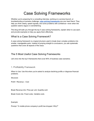 Case Solving Frameworks