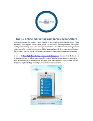 Top 10 online marketing companies in Bangalore