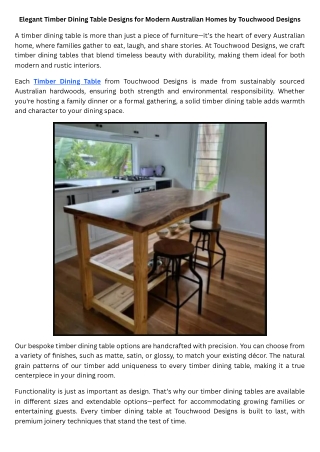 Elegant Timber Dining Table Designs for Modern Australian Homes by Touchwood Designs