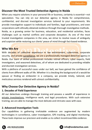 Trusted Detective Agency in Noida | Private Investigation Services