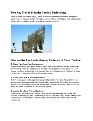 Five Key Trends in Radar Testing Technology