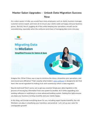Master Salon Upgrades -  Unlock Data Migration Success Now
