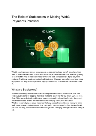 How Stablecoins Are Powering Practical Web3 Payments
