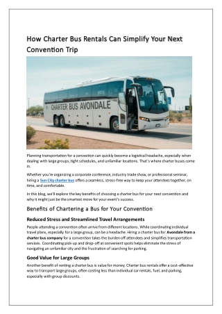 How Charter Bus Rentals Can Simplify Your Next Convention Trip