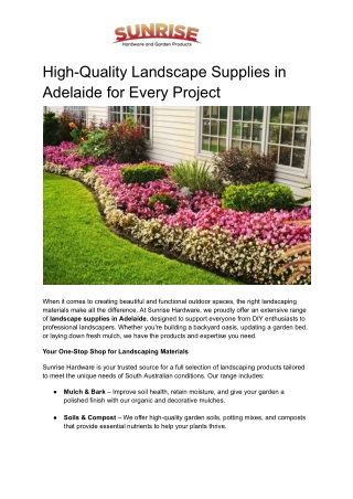 High-Quality Landscape Supplies in Adelaide for Every Project