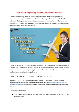 aeronautical engineering eligibility requirements