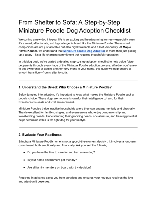 From Shelter to Sofa_ A Step‑by‑Step Miniature Poodle Dog Adoption Checklist