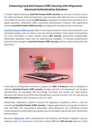 Enhancing Card-Not-Present (CNP) Security with GPayments’ Advanced Authentication Solutions