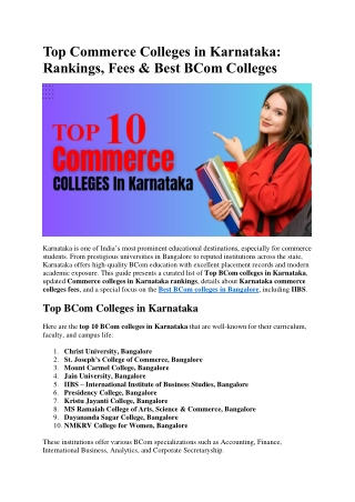 Top Commerce Colleges in Karnataka