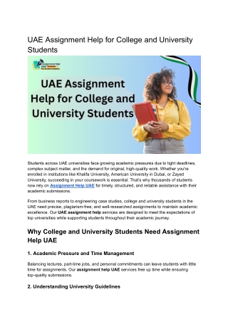 UAE Assignment Help for College and University Students
